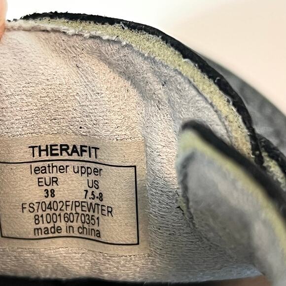 Therafit Chloe Women's Adjustable Leather Clogs Slip-On Comfort Shoes Silver Sz - Picture 10 of 10